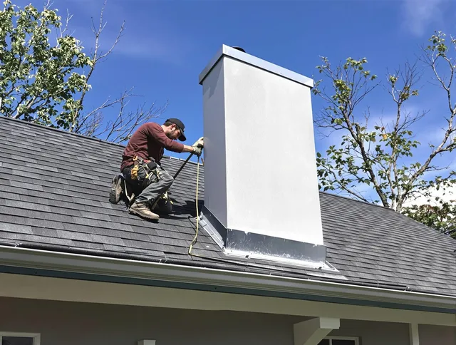Monterey Park Chimney Sweep team member finishing chimney construction in Monterey Park, CA