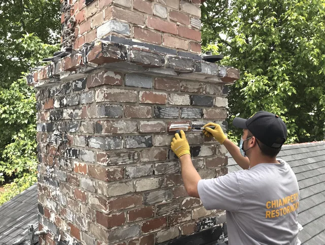 In-progress chimney restoration by Monterey Park Chimney Sweep in Monterey Park, CA